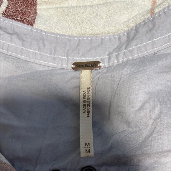 Free People Plaid Oversized Button Down Shirt - Pink and White M - Picture 4 of 9